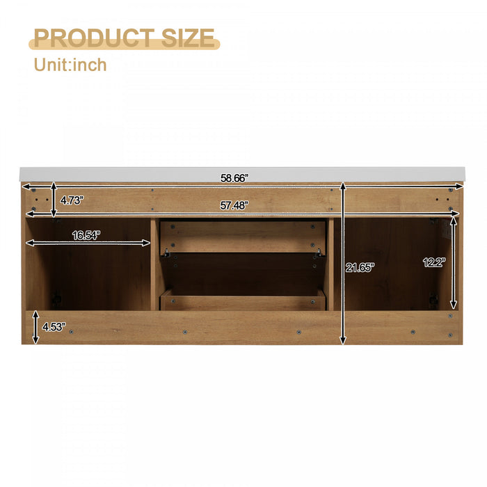 Ethan 59.3-Inch Double Sink Bathroom Vanity with Soft-Close Storage,Wood