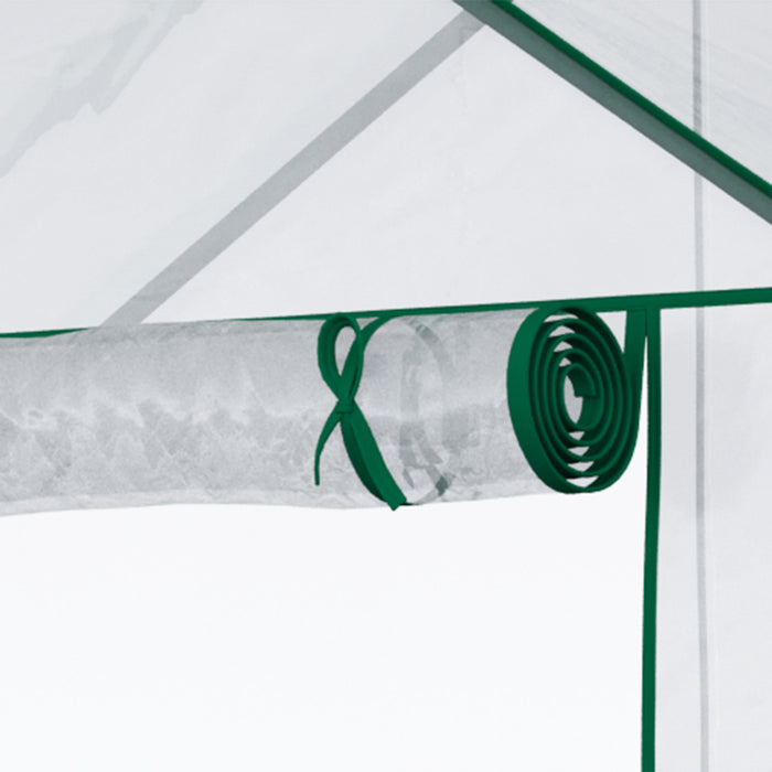 Outsunny 3-tier Mini Greenhouse, Walk-in Greenhouse, Garden Hot House With 4 Shelves, Roll-up Door And Weatherized Cover, 56\" X 29\" X 77\", Clear