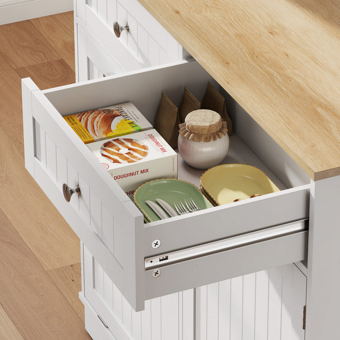 HOMCOM 68\" Pantry Cabinet, Kitchen Cabinet with Charging Station, White