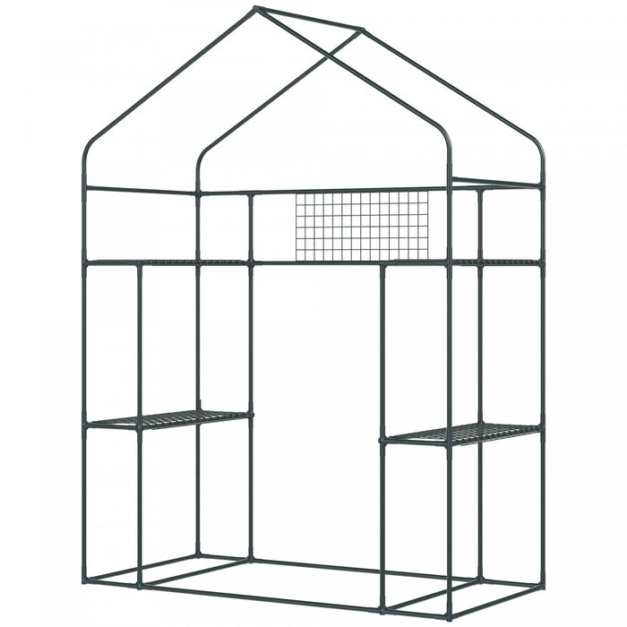 Outsunny Mini Greenhouse, Walk-in Greenhouse With 4 Shelves, Roll-up Door