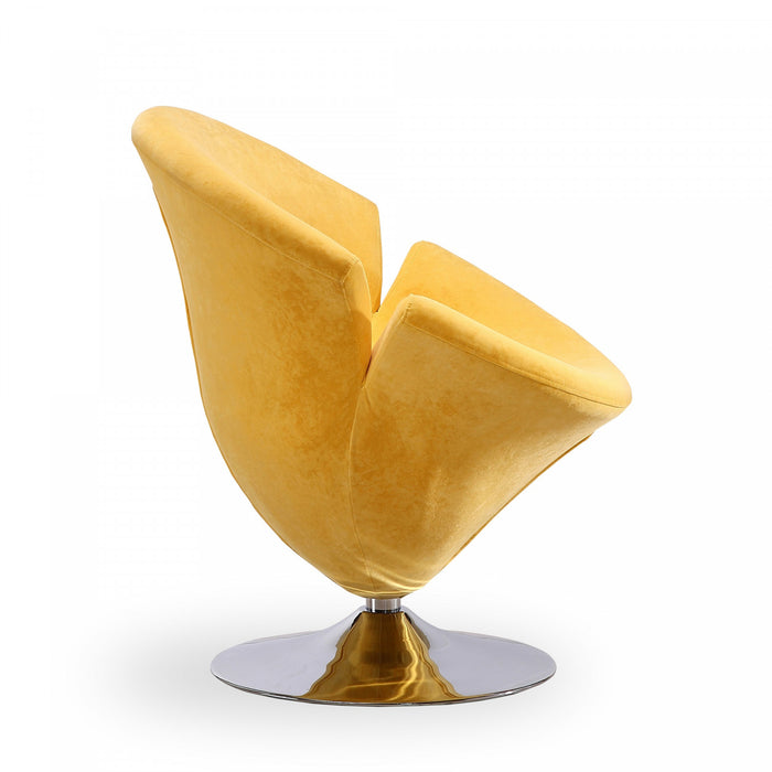 Tulip Modern Velvet Swivel Lounge Chair in Yellow - Set of 2