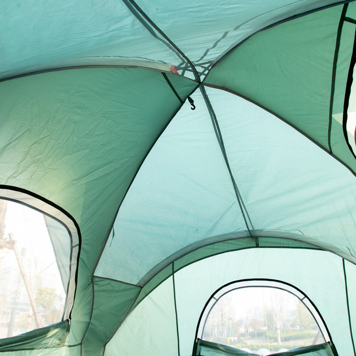 Outsunny 5-6 Person Outdoor Camping Tent, Family Tent W/ Light Hook, Green