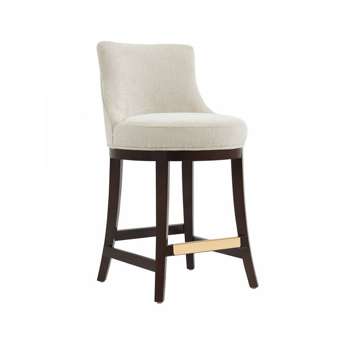 Lucia Modern Chenille Wood Counter Stool in Natural - Set of 2