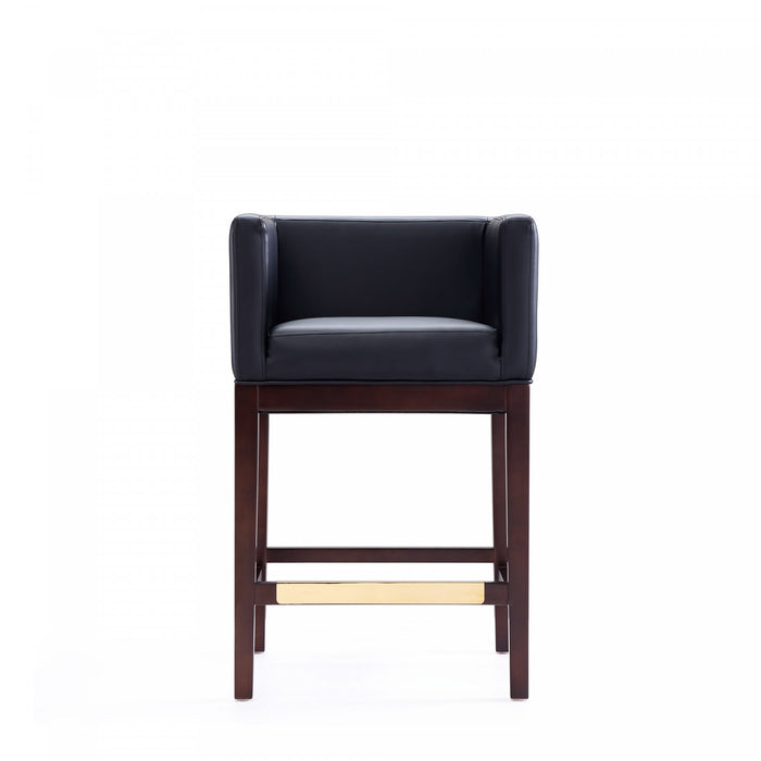Kingsley Mid-Century Modern Wood Upholstered Counter Stool in Black - Set of 3