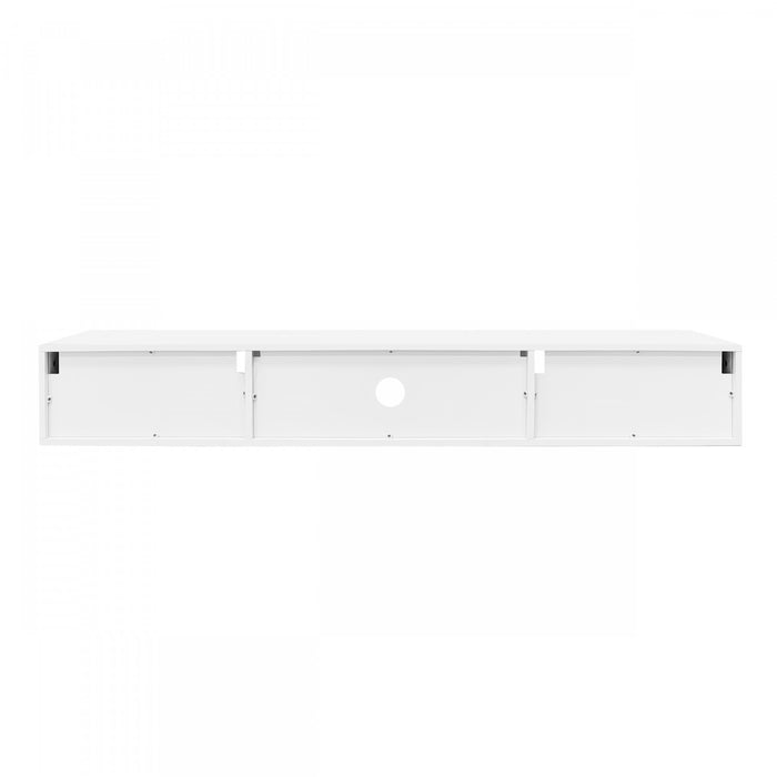 Evan Floating TV Stand with LED Lighting and Storage Doors,White