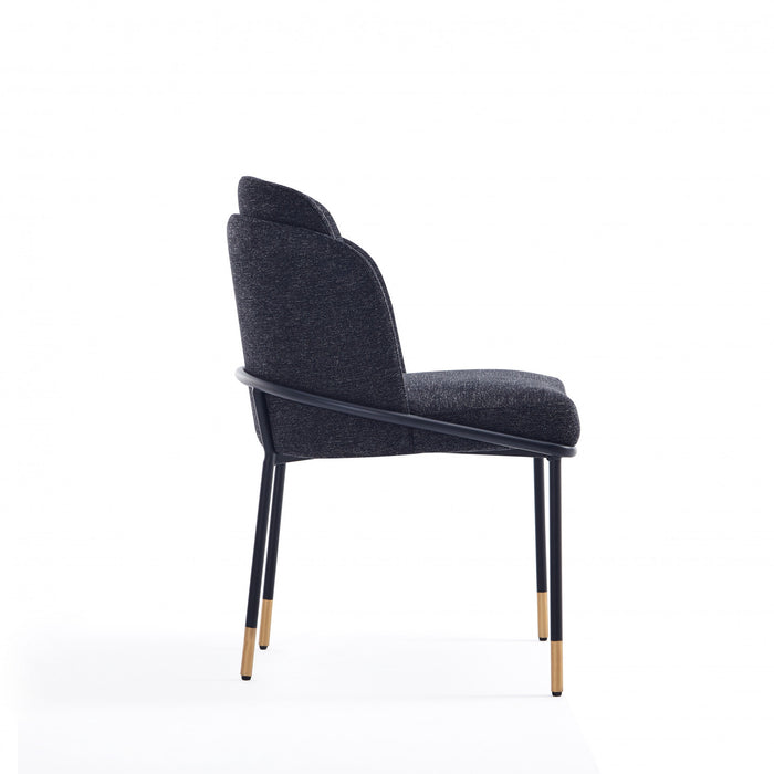Flor Modern Metal Twill Weave Dining Chair in Black - Set of 2