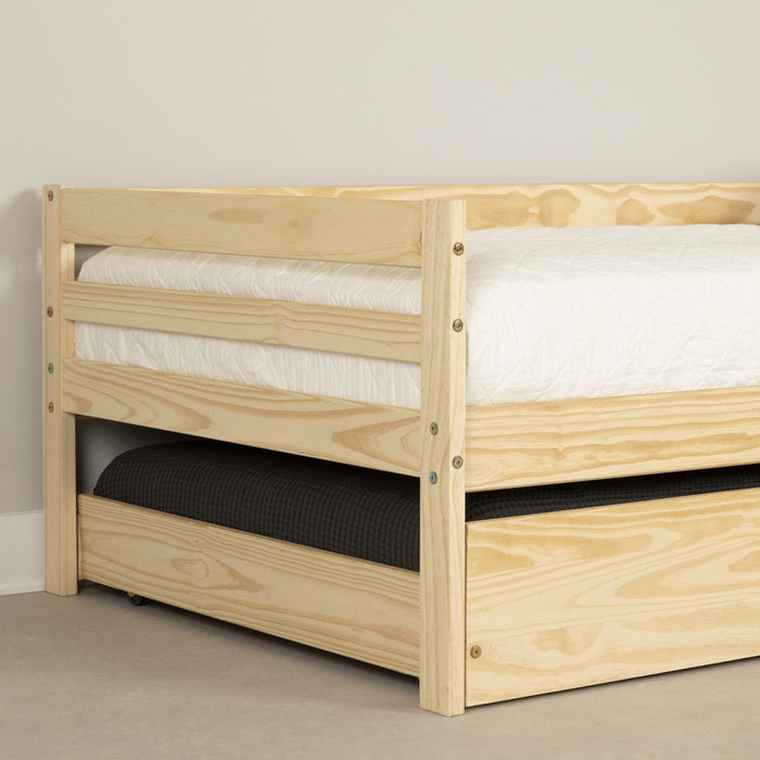 Sweedi Solid Wood Daybed With Trundle Bed - Natural Wood 