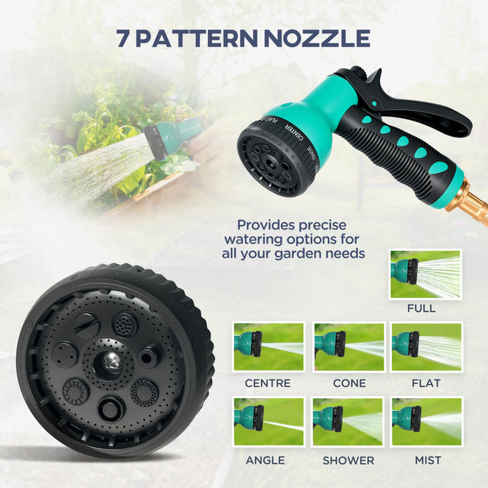 Outsunny Retractable Garden Hose Reel, 1/2 in x 100ft Wall Mounted Water Hose Reel with 7- Function Sprayer Nozzle, Auto Rewind, Any Length Lock, 180° Swivel Bracket, Black