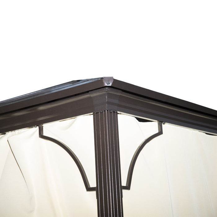 Outsunny 10' X 10' Hardtop Gazebo, Patio Gazebo Heavy Duty Sun Shade Shelter With Curtains, Aluminum Frame, Pc Board Roof