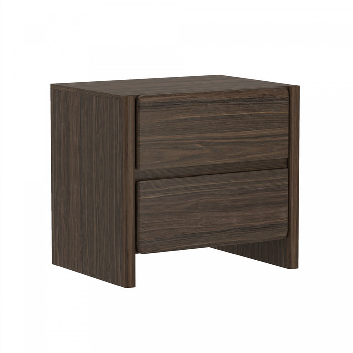 Linda Modern 24\" Nightstand in Walnut Brown (2-Drawer) - Set of 2
