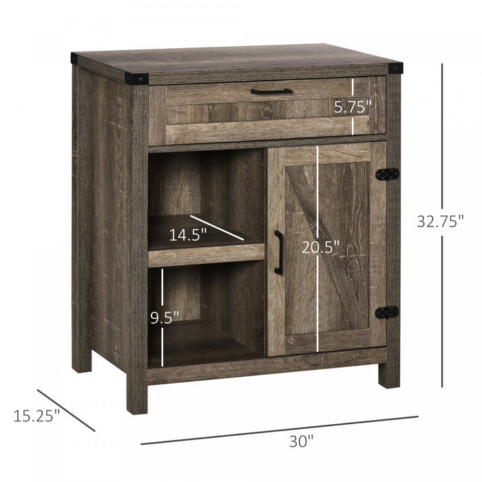 HOMCOM Rustic Barn Door Storage Cabinet Modern Farmhouse Buffet Sideboard