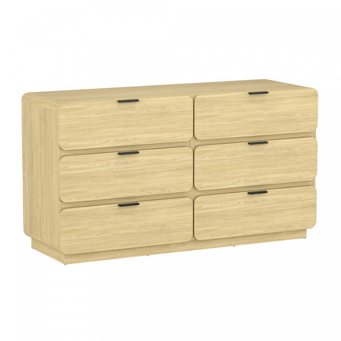 Chrystie Contemporary Modern 60\" Dresser in Natural (6-Drawer)