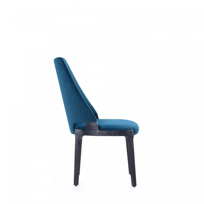 Kara Modern Wood Upholstered Dining Chair in Blue - Set of 2