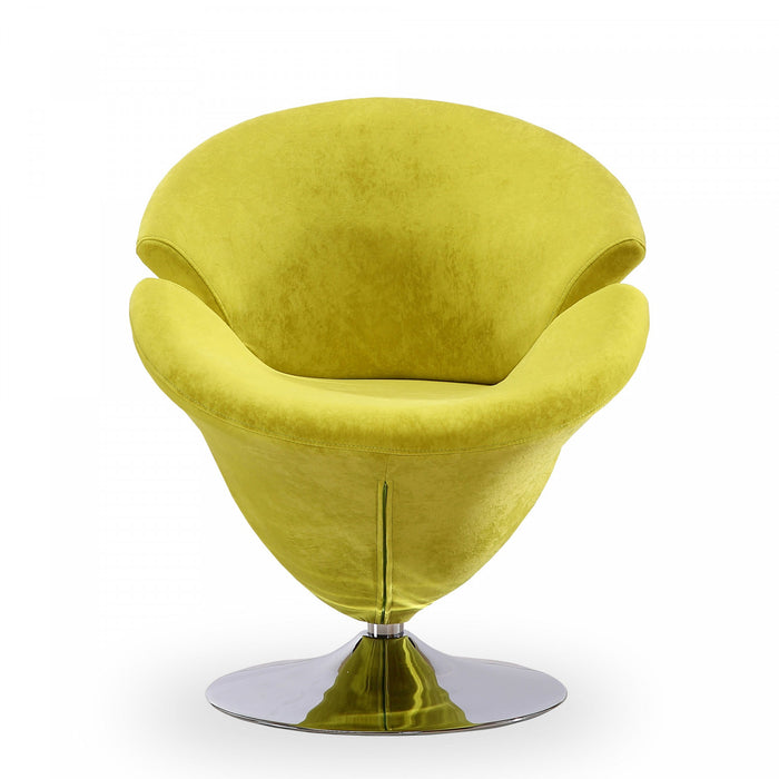 Tulip Modern Velvet Swivel Lounge Chair in Green - Set of 2