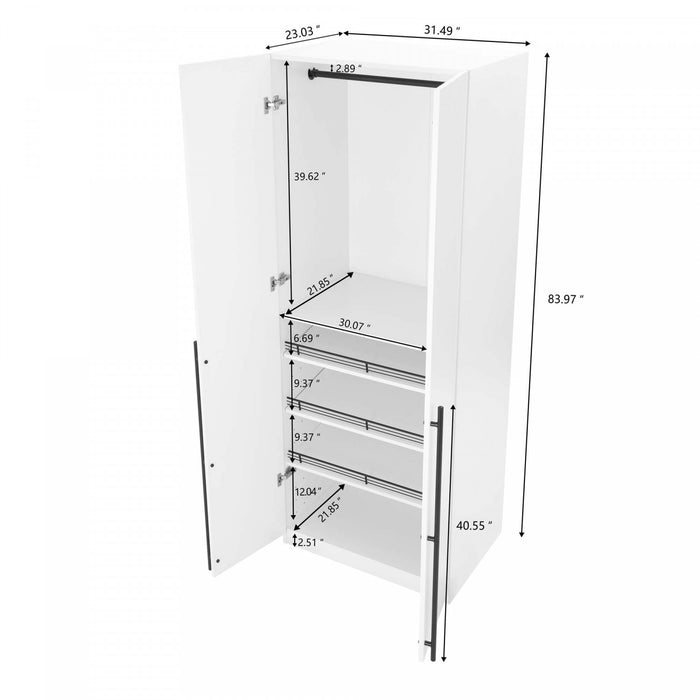 Lee Modern 3-Piece Wardrobe Closet in White Armoire