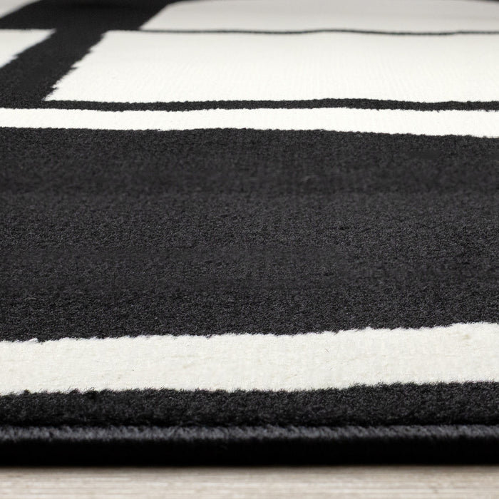 Florence Black White Dynamic Geometric Design, 5'3\" x 7'4\" Indoor Area Rug