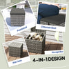 Outsunny 2 Pieces Wicker Outdoor Ottoman with Storage, Cushions, Dark Grey