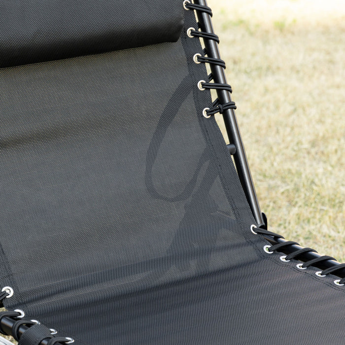 Outsunny Folding Lounge Chair, Reclining Tanning Chair With Adjustable Back