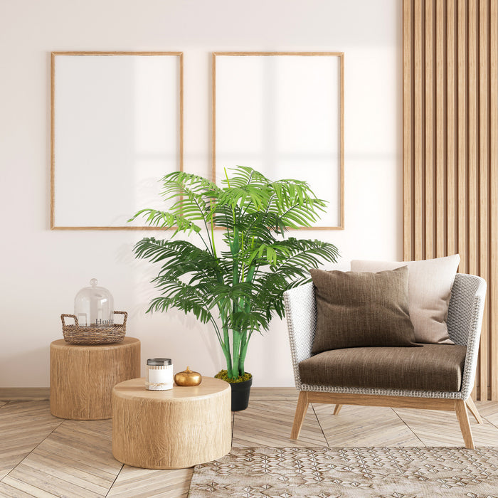 Outsunny 4FT Artificial Tropical Palm Tree Faux Plant with Lifelike Leaves