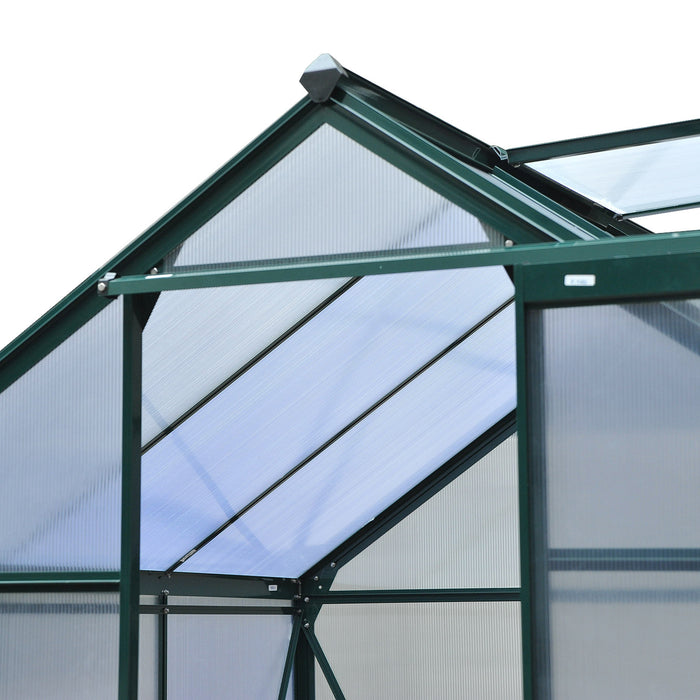 Outsunny 6.2' X 6.3' X 6.6' Clear Polycarbonate Greenhouse Large Walk-in Green House Garden Plants Grow Galvanized Base Aluminium Frame W/ Slide Door