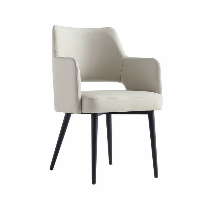 Tremont Modern Vegan Leather Metal Armchair in Stone Gray - Set of 2