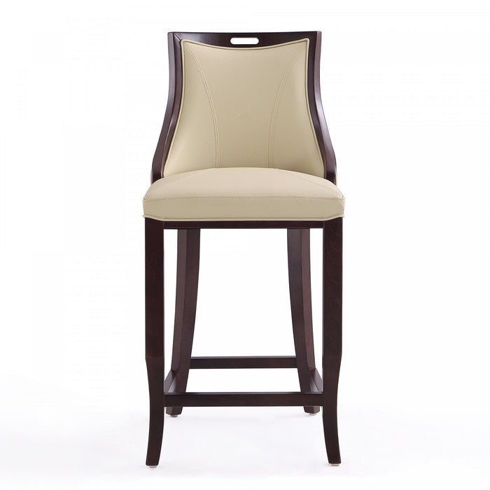 Emperor Traditional Wood Upholstered Barstool in Cream - Set of 2
