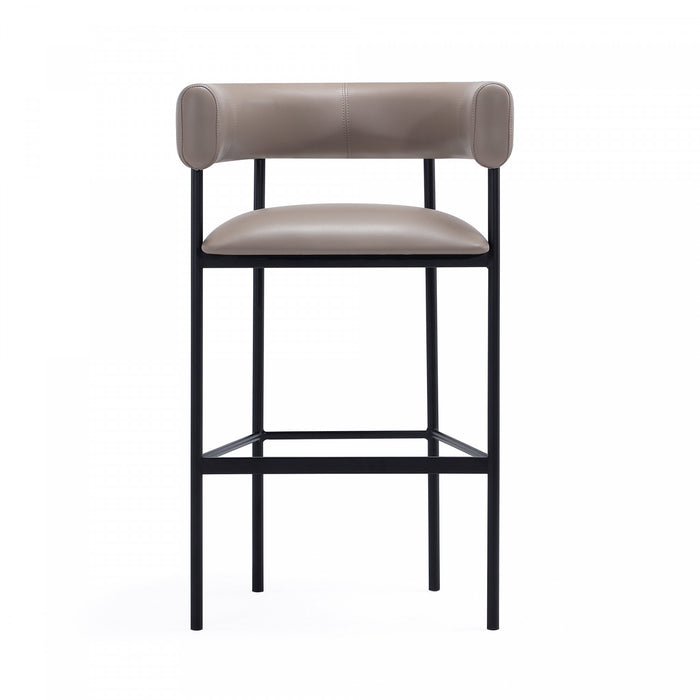 Onda Contemporary Vegan Leather Metal Upholstered Barstool in Taupe