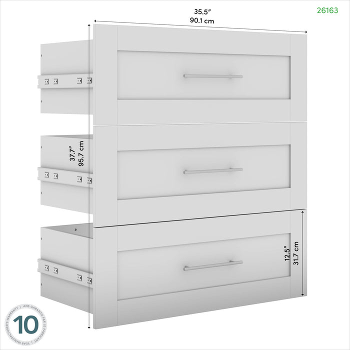 Bestar Pur 3-Drawer Set for Pur 36 W Closet Organizer - Ash Grey