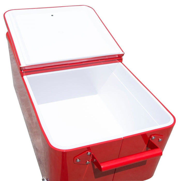 Outsunny 80 Quart Rolling Cooler Cart Portable Patio Ice Beer Beverage
