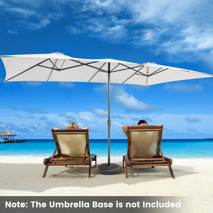 Costway 15FT Double-Sided Patio Market Umbrella Large Crank Handle Vented Outdoor Twin