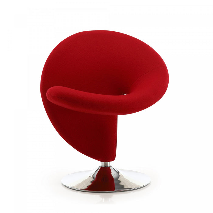 Curl Modern Wool Blend Swivel Lounge Chair in Red - Set of 2