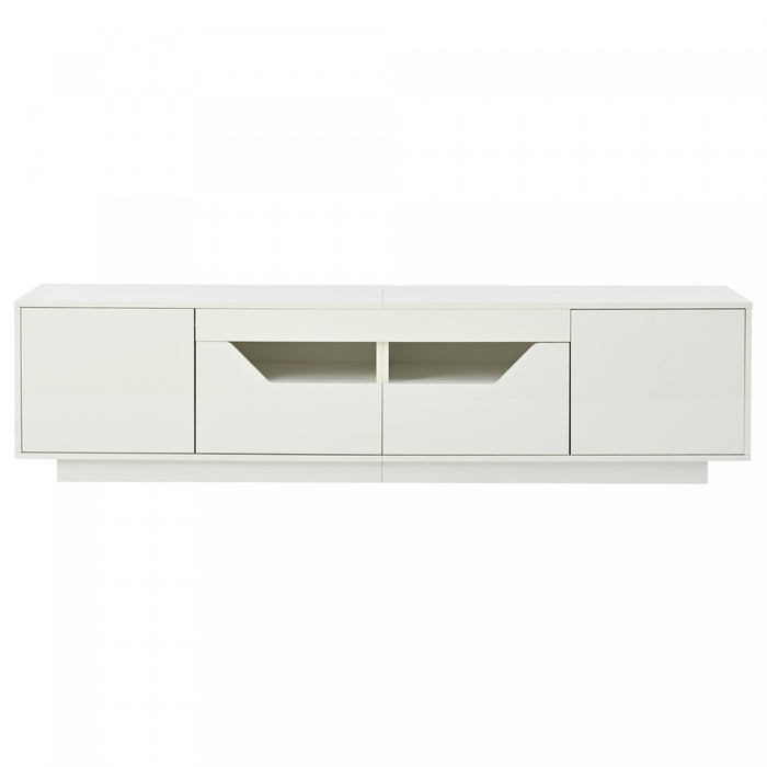 Lucas High-Gloss TV Stand with LED Lighting Storage,White