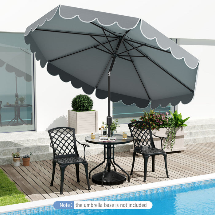 Costway 10 FT Patio Umbrella with Crank Tilt Adjustment Ruffles Vented Top 8 Ribs Gray