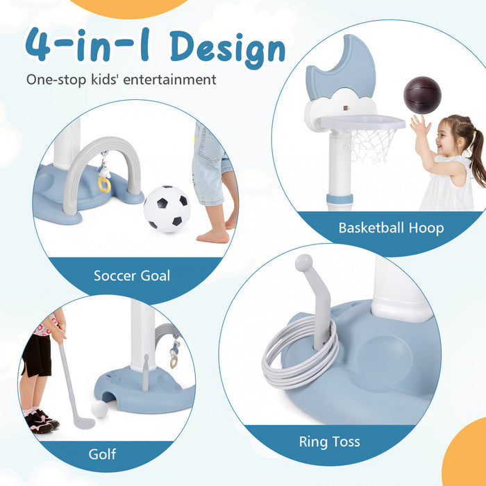 Costway 4-in-1 Toddlers Basketball Hoop With Basketball Soccer Golf And Ring Toss Game