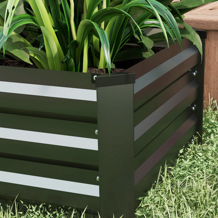 Outsunny Set Of 2 Raised Garden Beds, Galvanized Planter Box, Grey