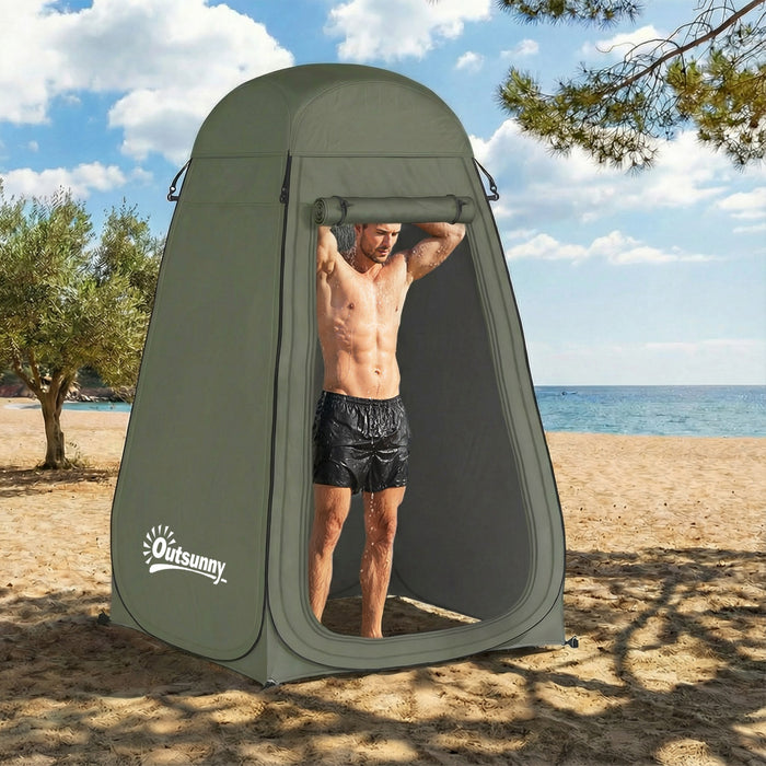Outsunny Pop Up Shower Tent, Outdoor Privacy Changing Dressing Room, Green
