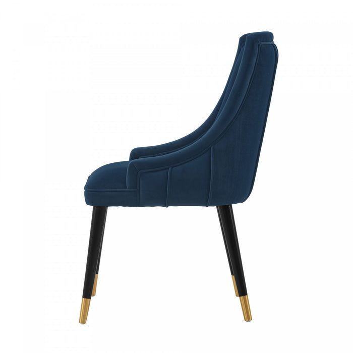 Eda Modern Wood Upholstered Dining Chair in Midnight Blue - Set of 2
