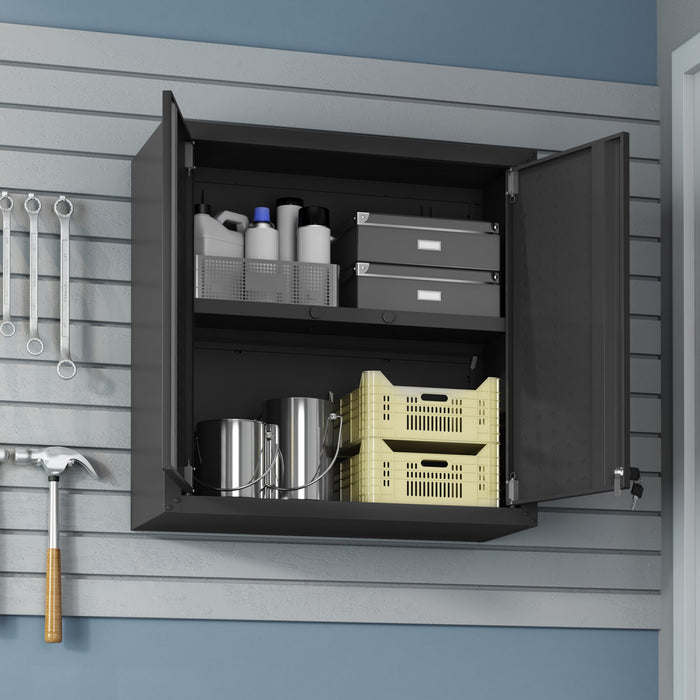 Fortress Modern 30\" Floating Garage Cabinet in Charcoal Gray - Set of 2 Garage Storage
