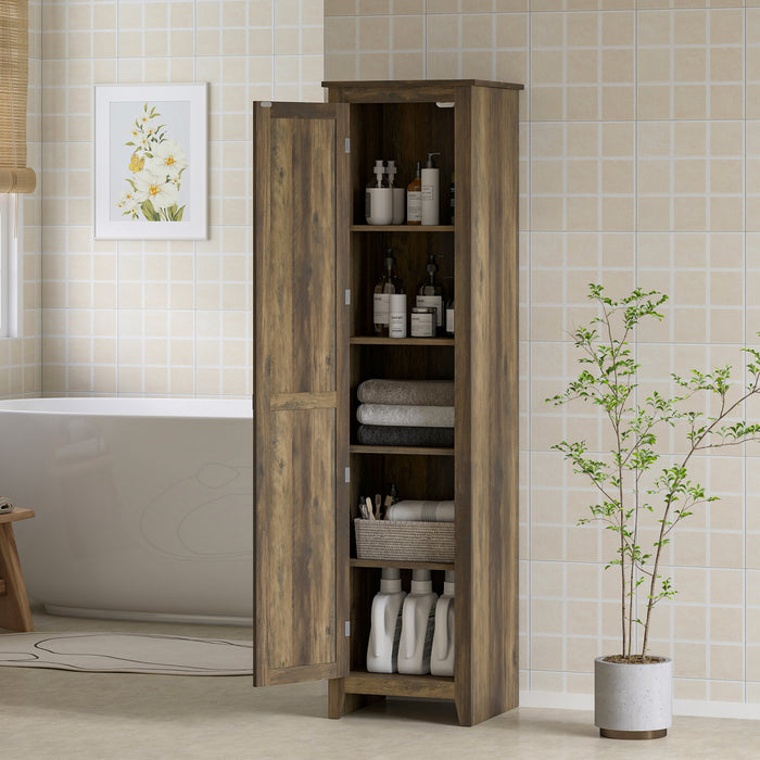 HOMCOM 67\" Kitchen Pantry, Storage Cabinet with Barn Door, Brown