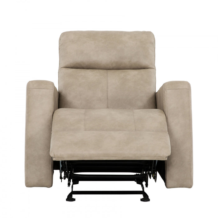 Denton 34 in. Faux Leather Manual Glider Recliner Chair - Taupe