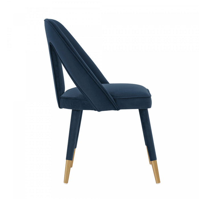 Neda Modern Upholstered Velvet Dining Chair in Midnight Blue - Set of 2