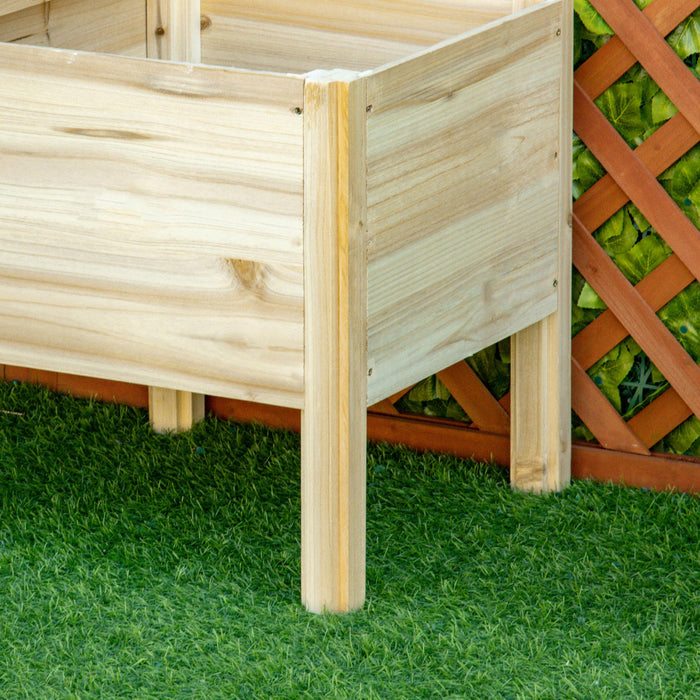 Outsunny 49'' X 18'' X 43'' 3-tier Raised Garden Bed W/ Storage Shelf And Drainage Hole, Wood Elevated Planter Box Kit, Freestanding Wooden Plant Stand For Vegetables, Herb And Flowers