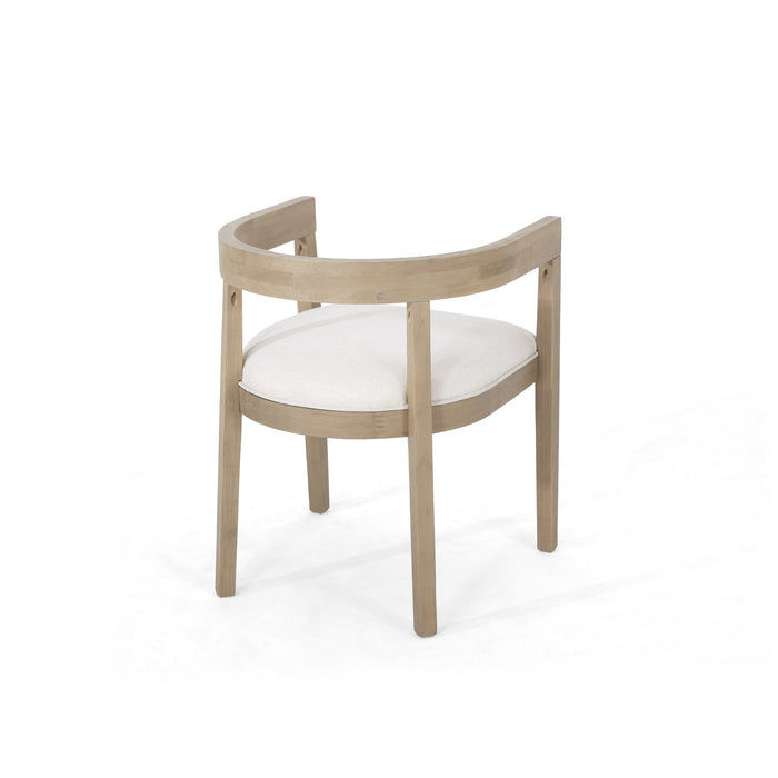 Tina Dining Arm Chairs Set Of 2 With Upholstery Fabric,open Back Style - Beige 