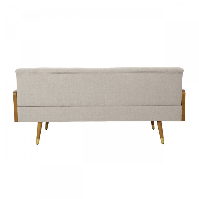 Aidan 3-seater Tufted Fabric Sofa With Rolled Pillows - Beige