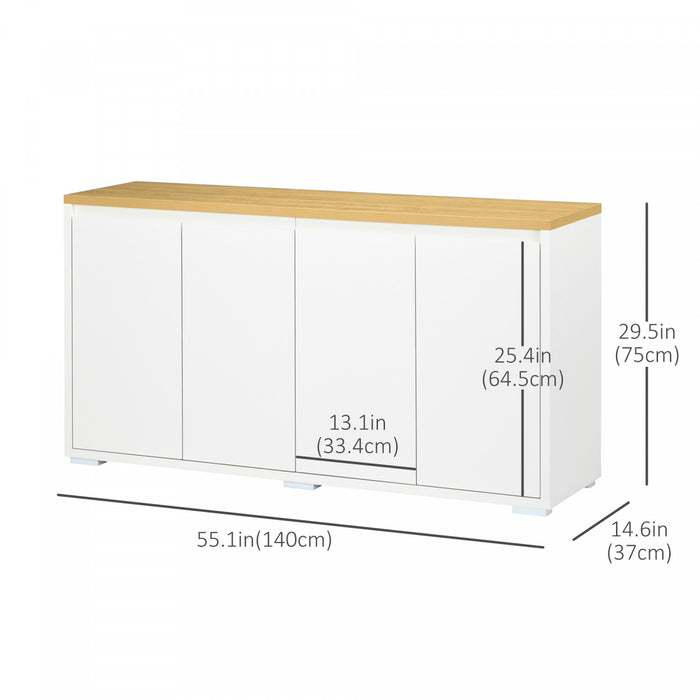 HOMCOM Storage Cabinet Sideboard Buffet Cabinet with 4 Doors White