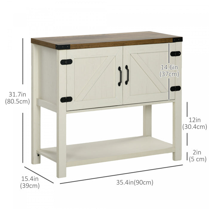 HOMCOM Kitchen Sideboard with Storage Cabinet, Bottom Shelf, White
