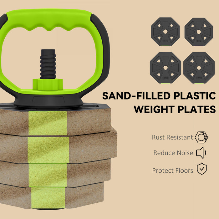 Soozier 6-in-1 Adjustable Dumbbell Set, 66lbs Free Weights Set, Green