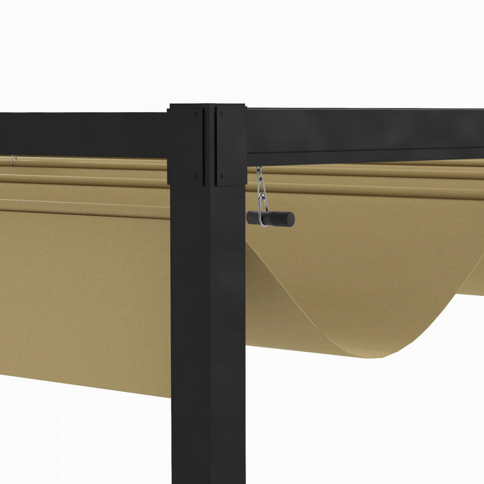 Outsunny 10' X 7' Patio Pergola With Retractable Canopy, Khaki