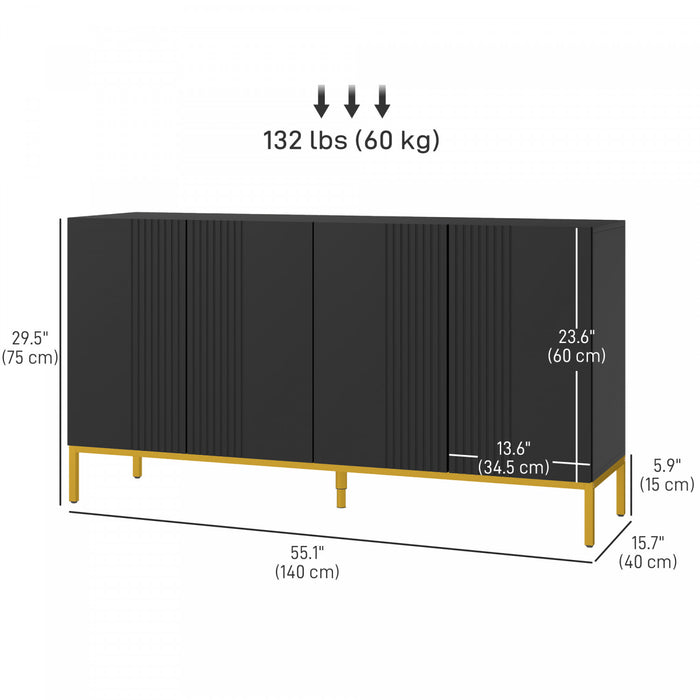 HOMCOM Sideboard Buffet Cabinet with Adjustable Shelves, Soft-Close Doors