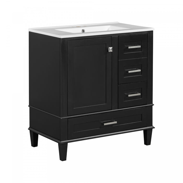 Olivia 30\" Bathroom Vanity with Sink Combo and Storage Drawers,Black